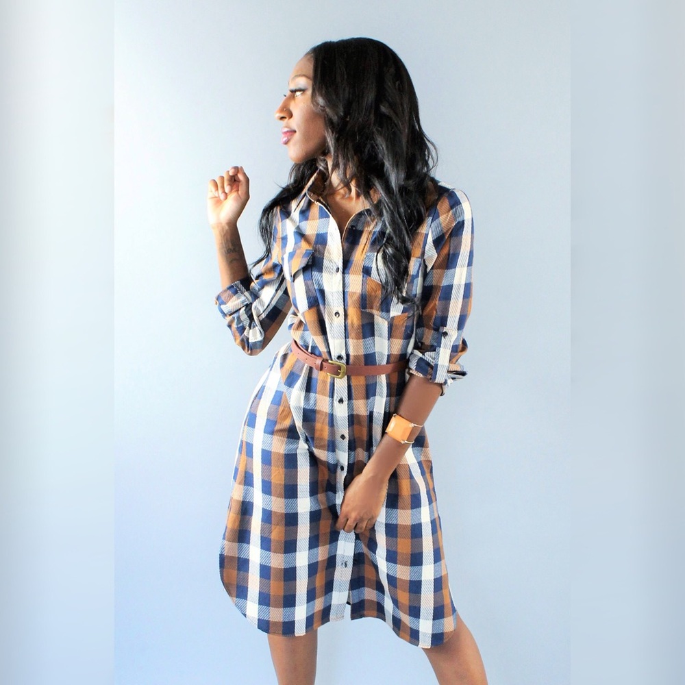 Plaid buffalo style shirtdress